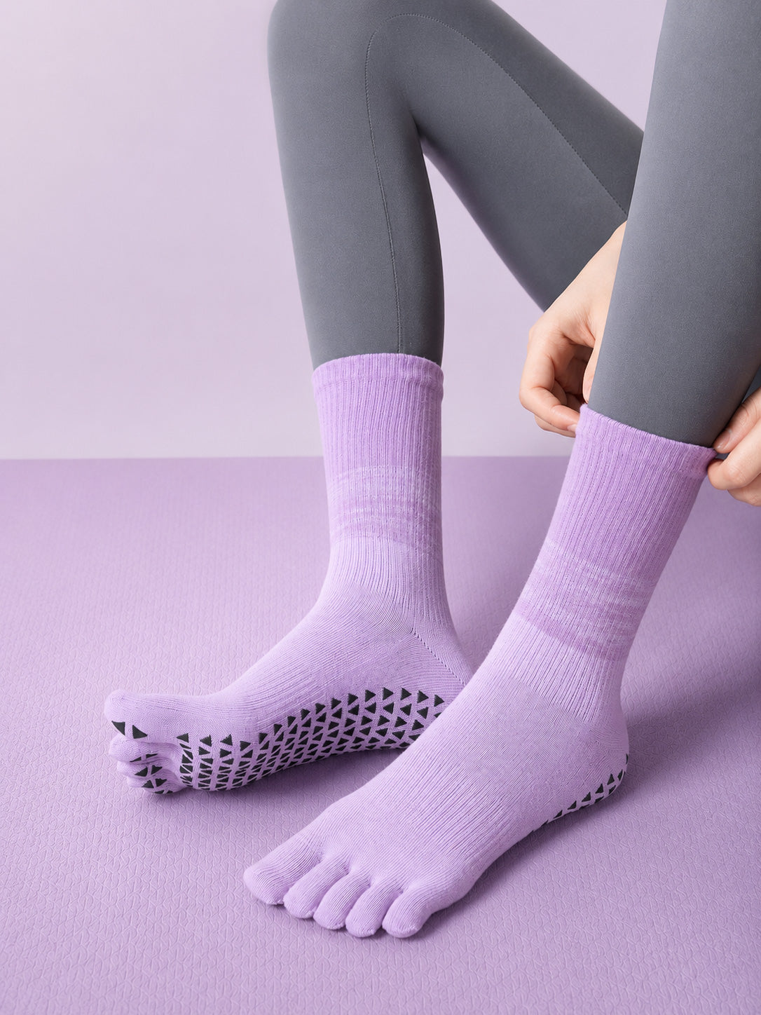 Five-Toe Non-Slip Grip Socks for Yoga & Pilates