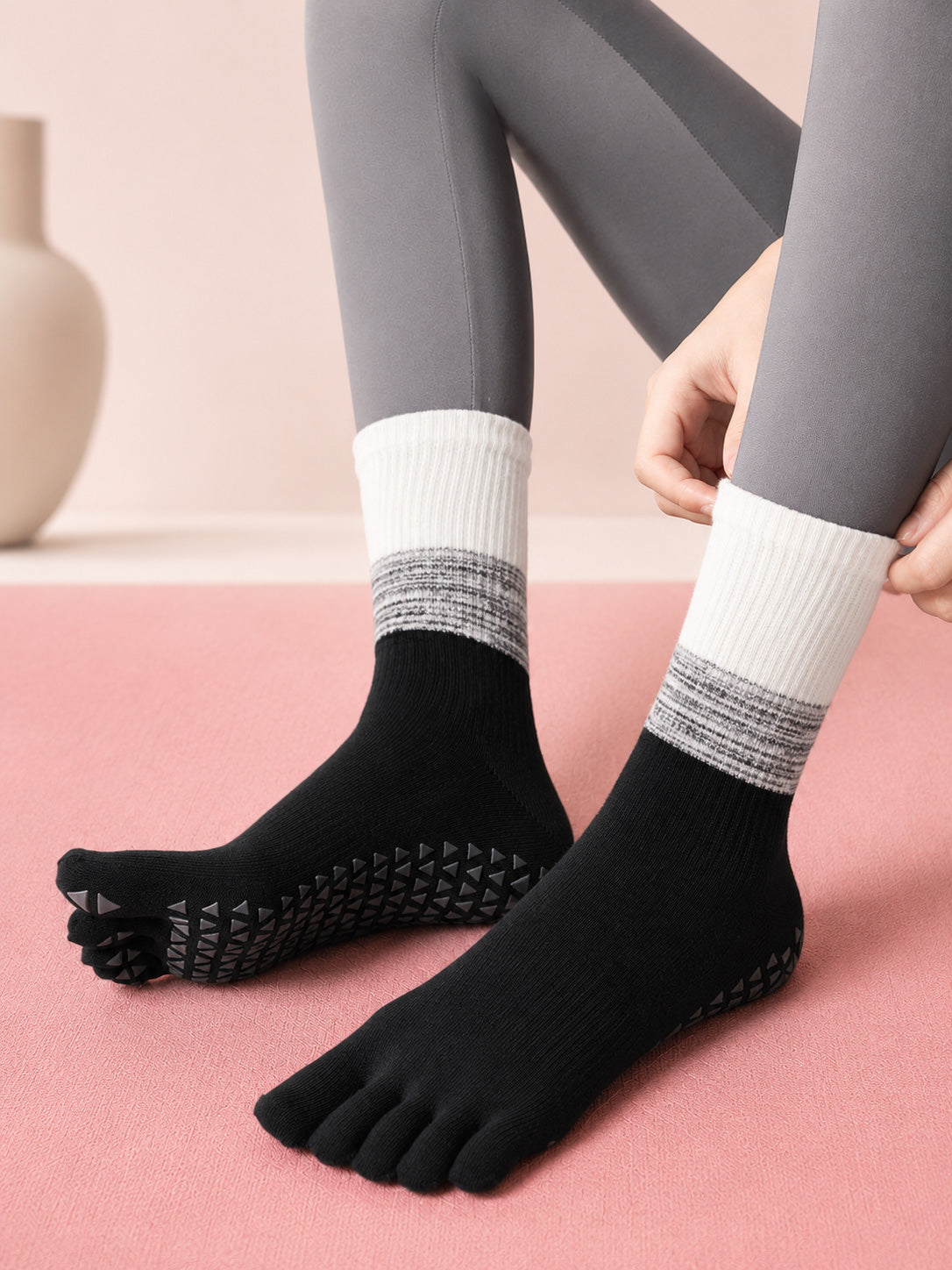 Five-Toe Non-Slip Grip Socks for Yoga & Pilates