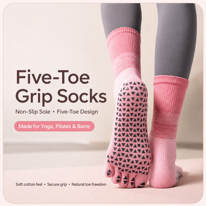 Five-Toe Non-Slip Grip Socks for Yoga & Pilates