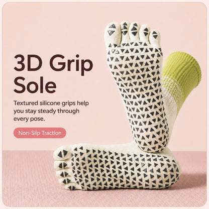 Five-Toe Non-Slip Grip Socks for Yoga & Pilates