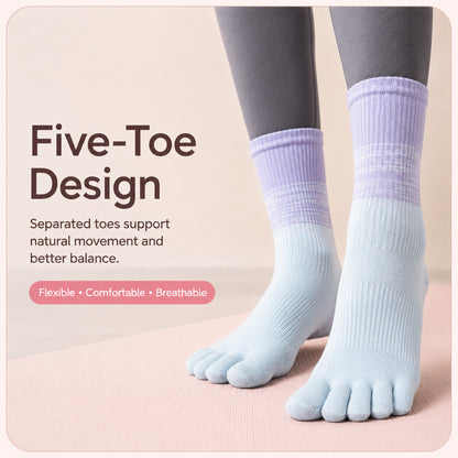 Five-Toe Non-Slip Grip Socks for Yoga & Pilates